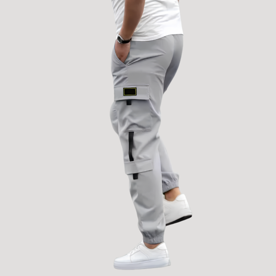 Pantalon Cargo à Poches à Rabat et Sangles Contrastées pour Homme