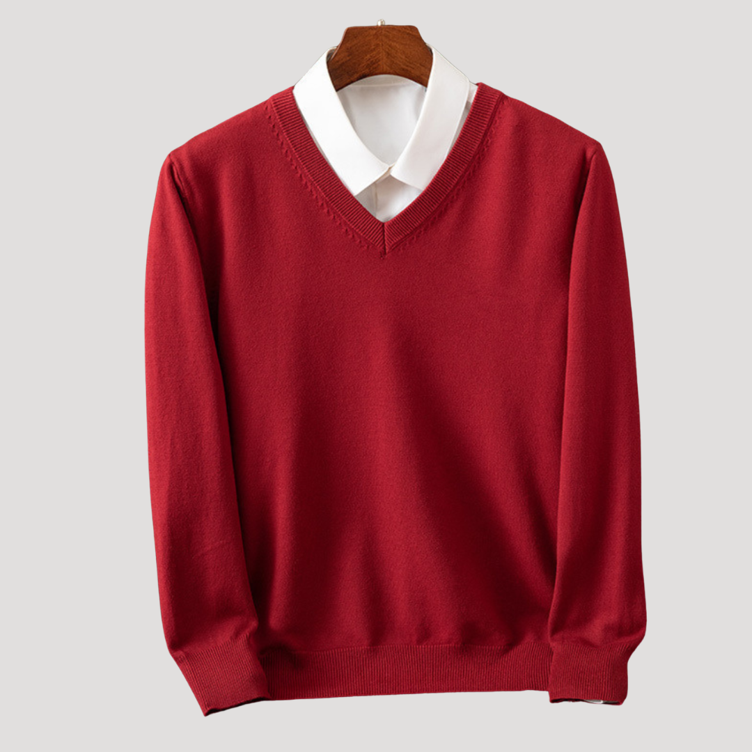 Pull à Col V et Finitions Côtelées pour Homme