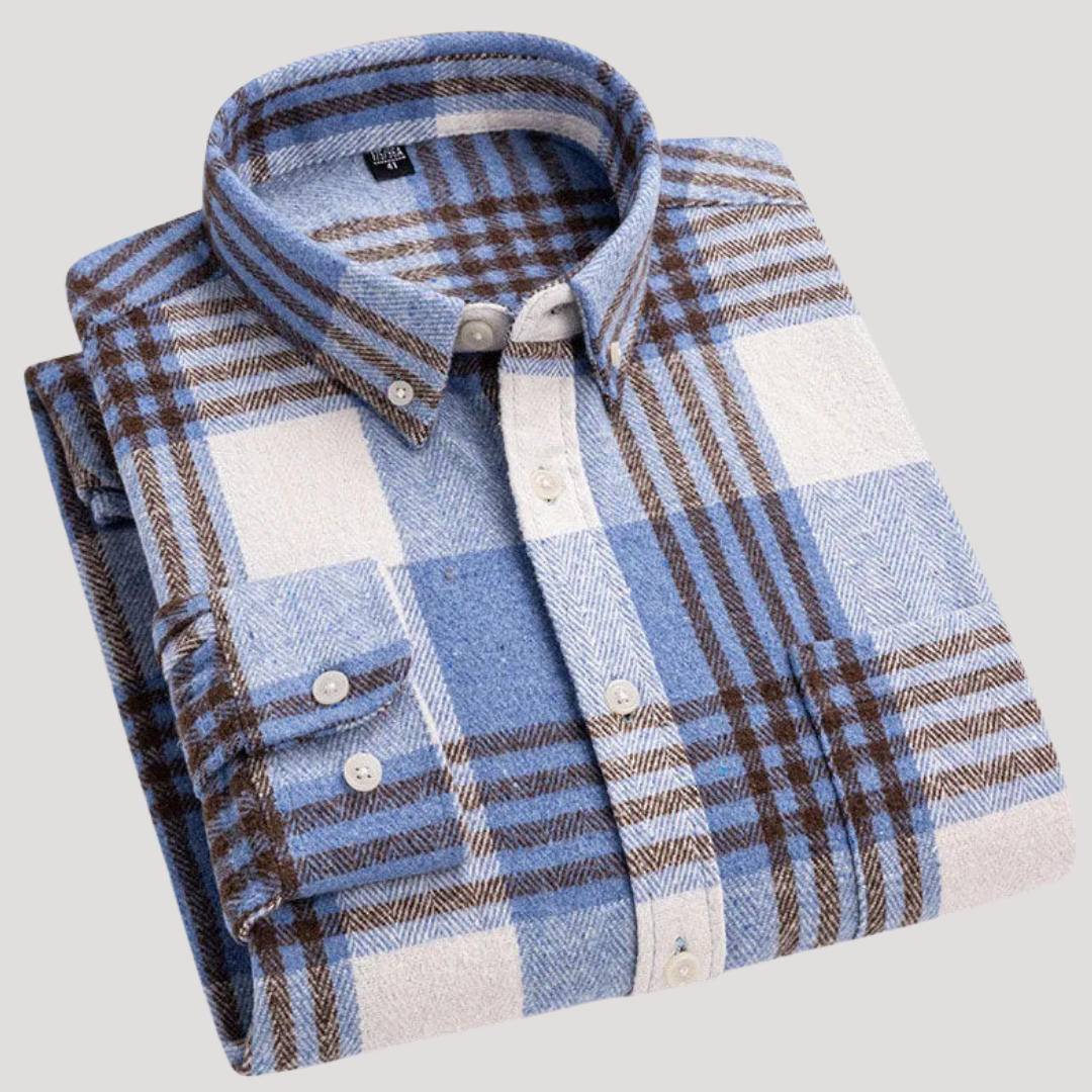 Chemise à Carreaux à Col Boutonné pour Homme
