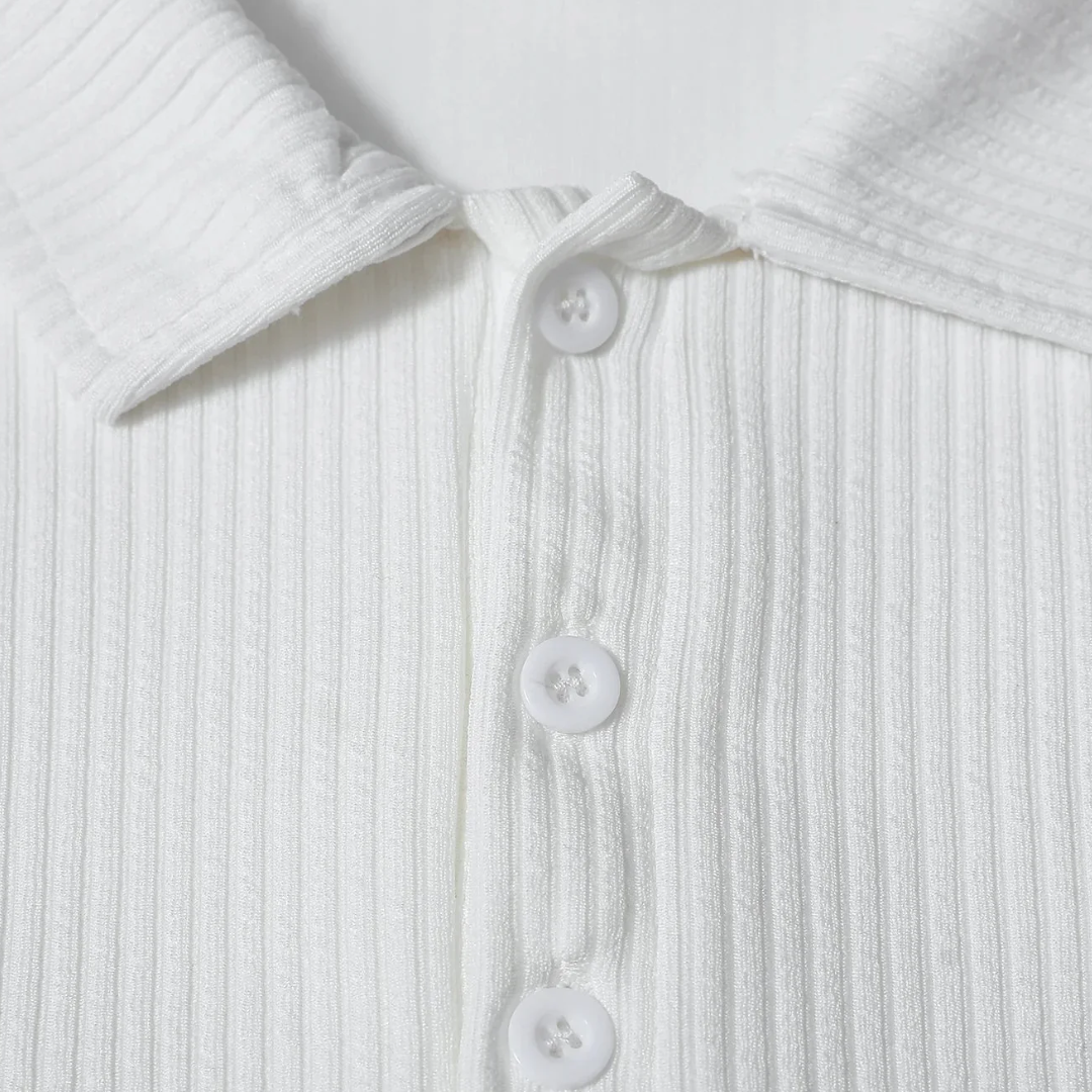 Polo Uni Homme en Maille Côtelée