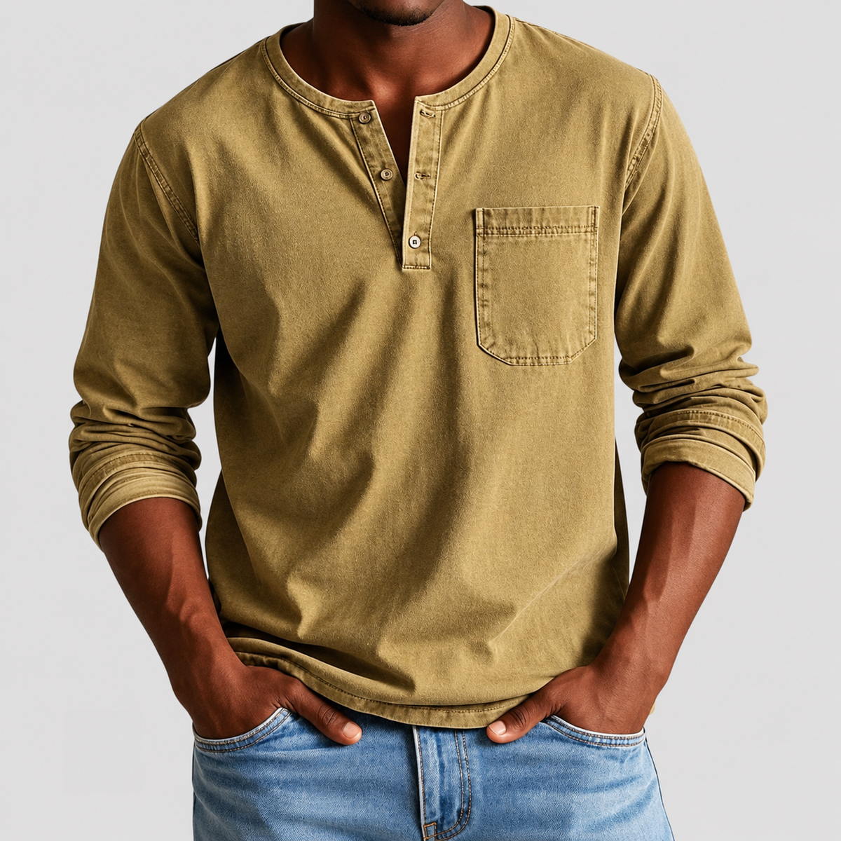 Haut Vintage Henley pour Homme