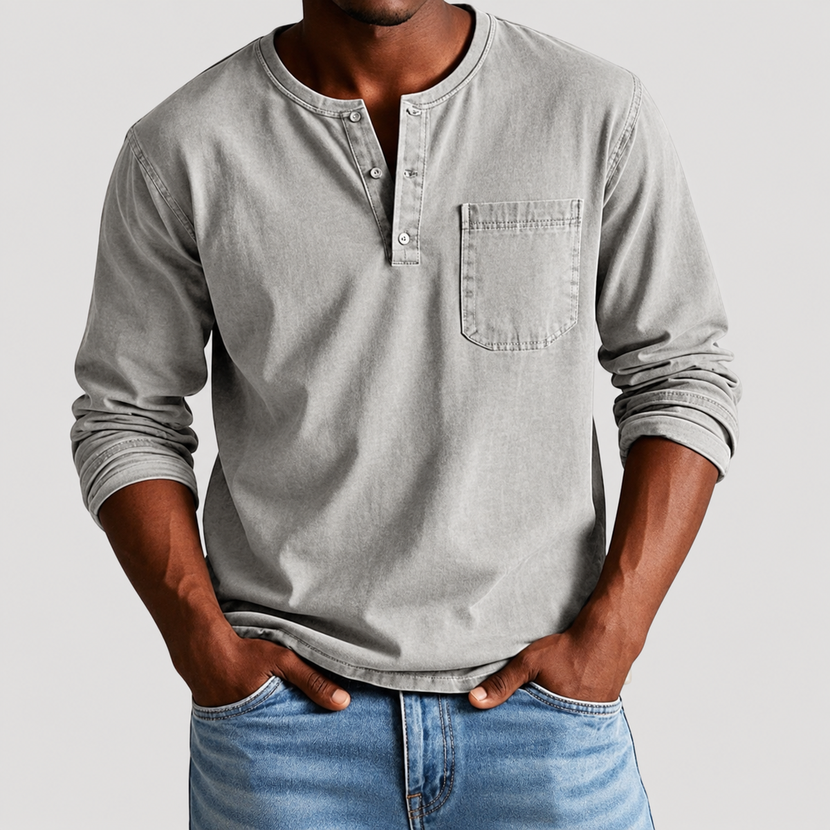 Haut Vintage Henley pour Homme