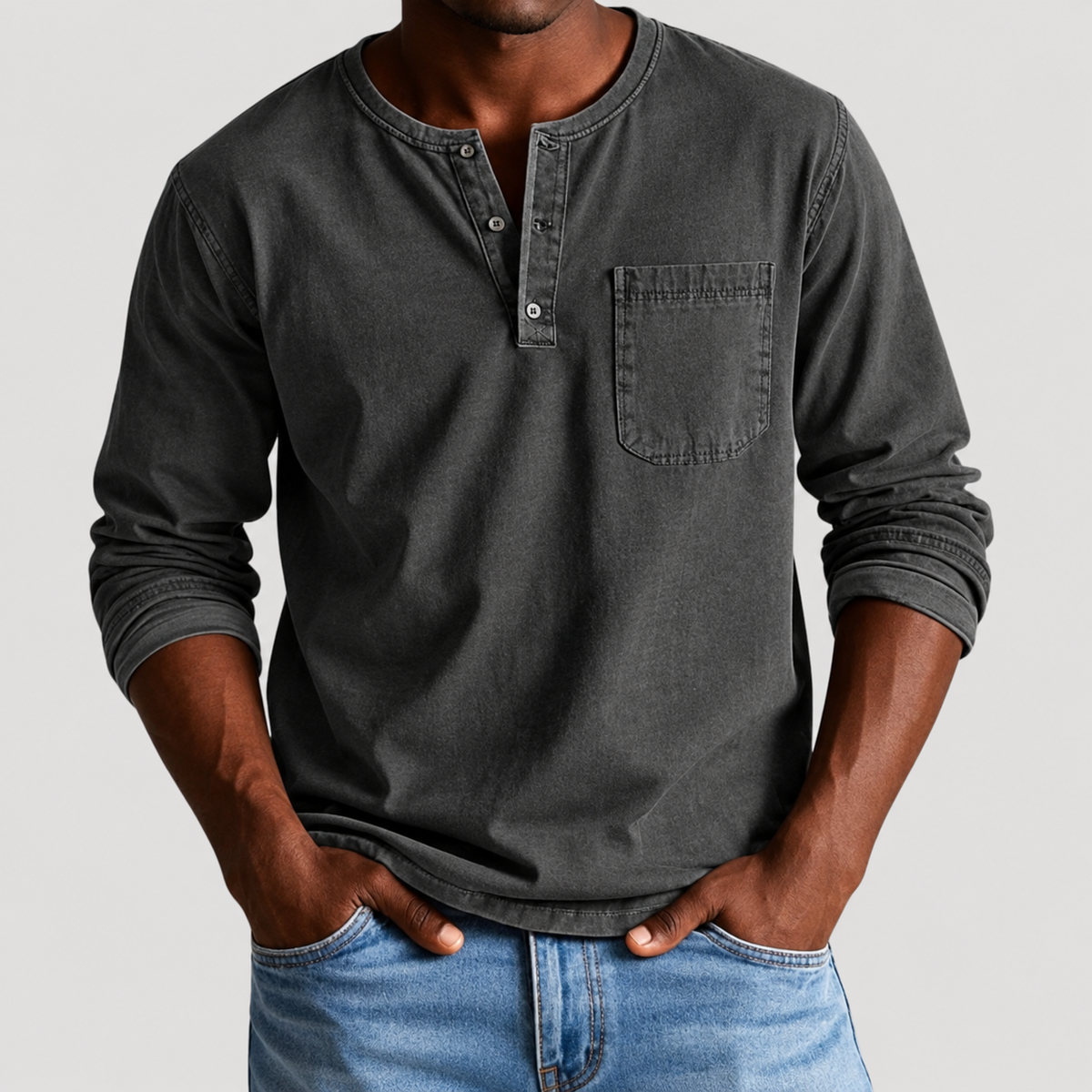 Haut Vintage Henley pour Homme