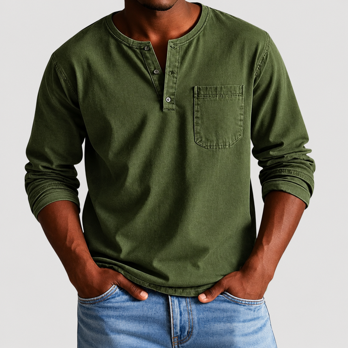 Haut Vintage Henley pour Homme
