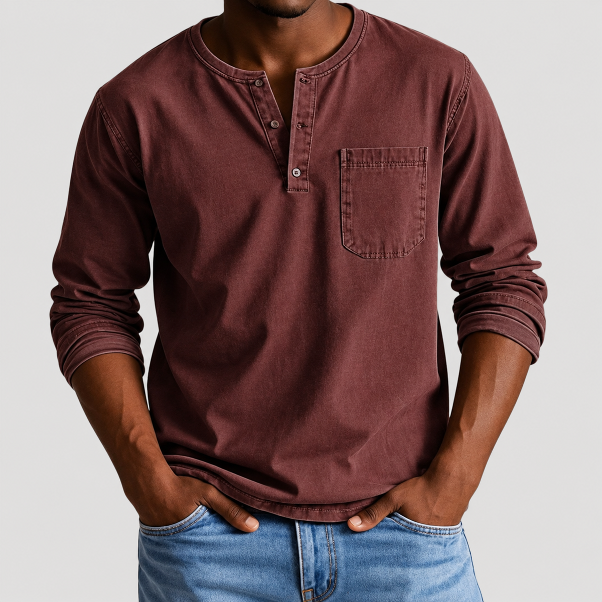 Haut Vintage Henley pour Homme