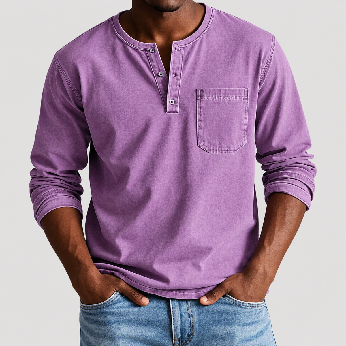 Haut Vintage Henley pour Homme