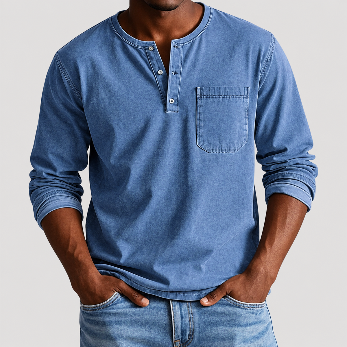 Haut Vintage Henley pour Homme