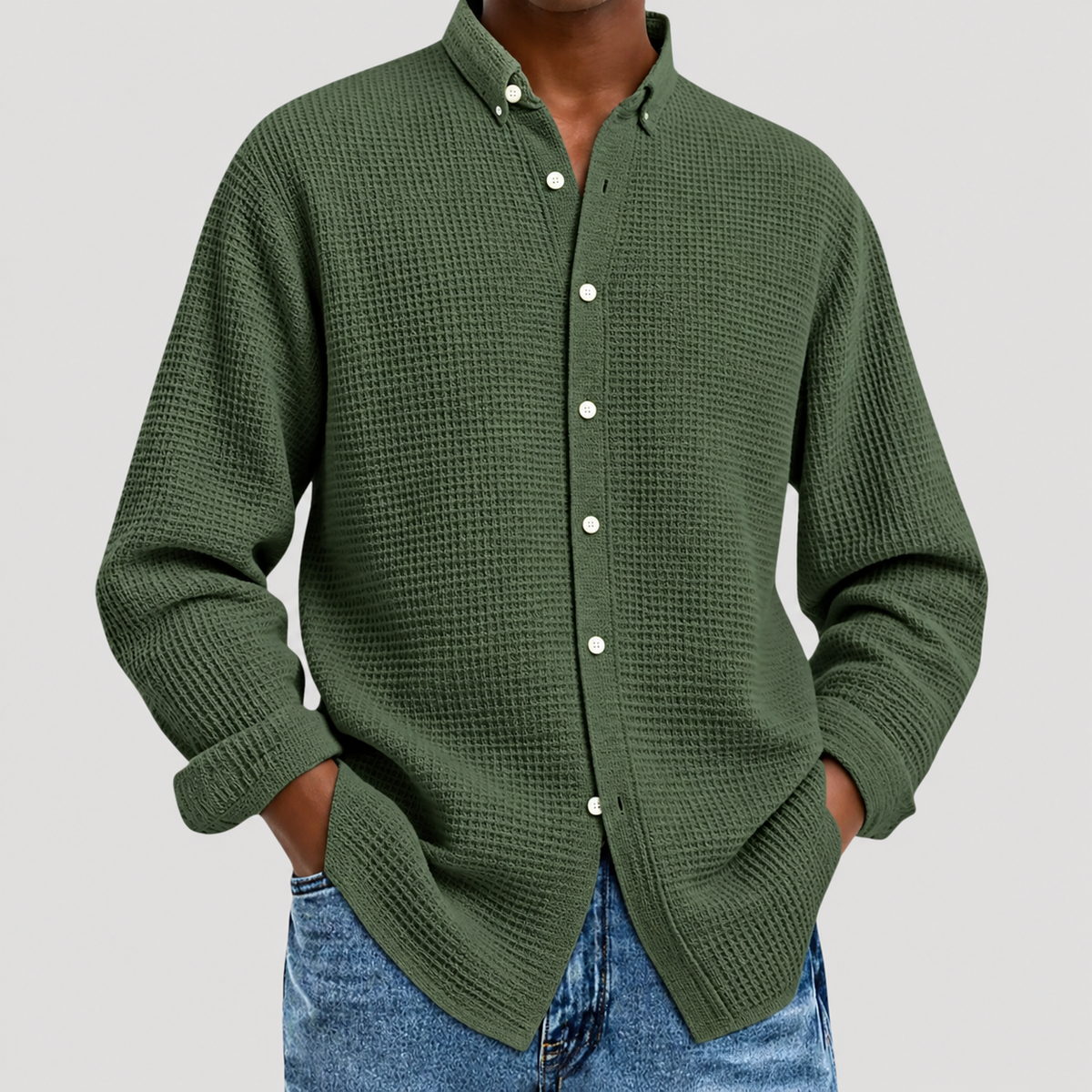 Chemise à Col Classique Effet Gaufré pour Homme