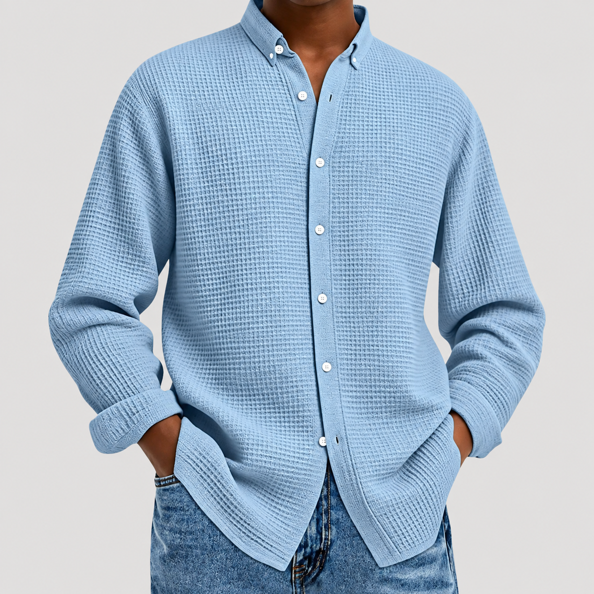 Chemise à Col Classique Effet Gaufré pour Homme