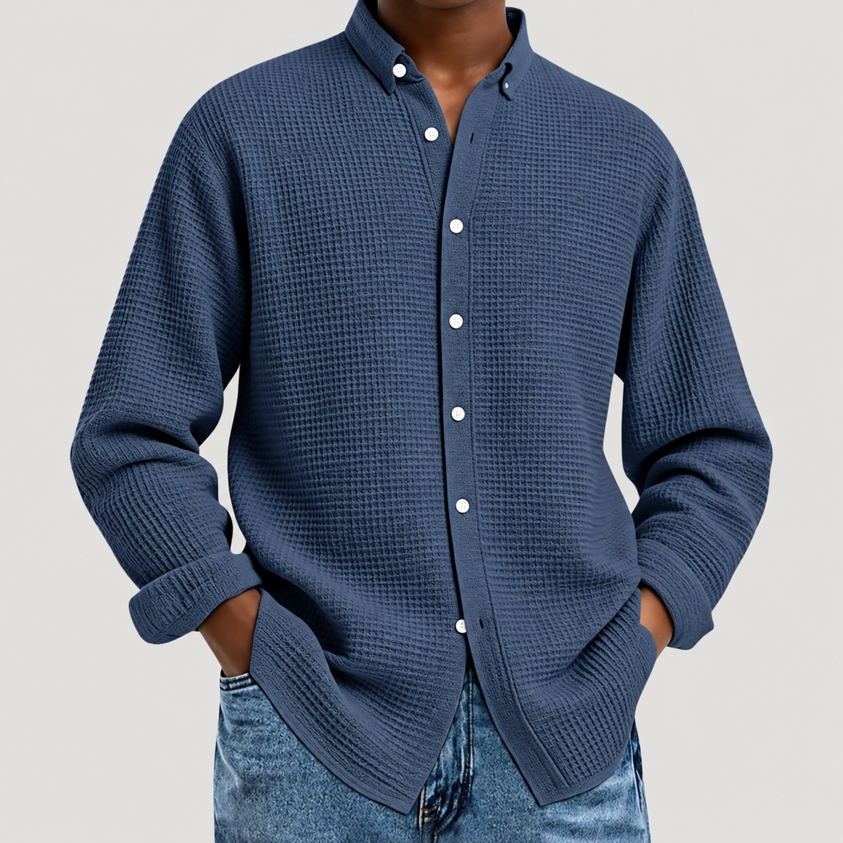 Chemise à Col Classique Effet Gaufré pour Homme