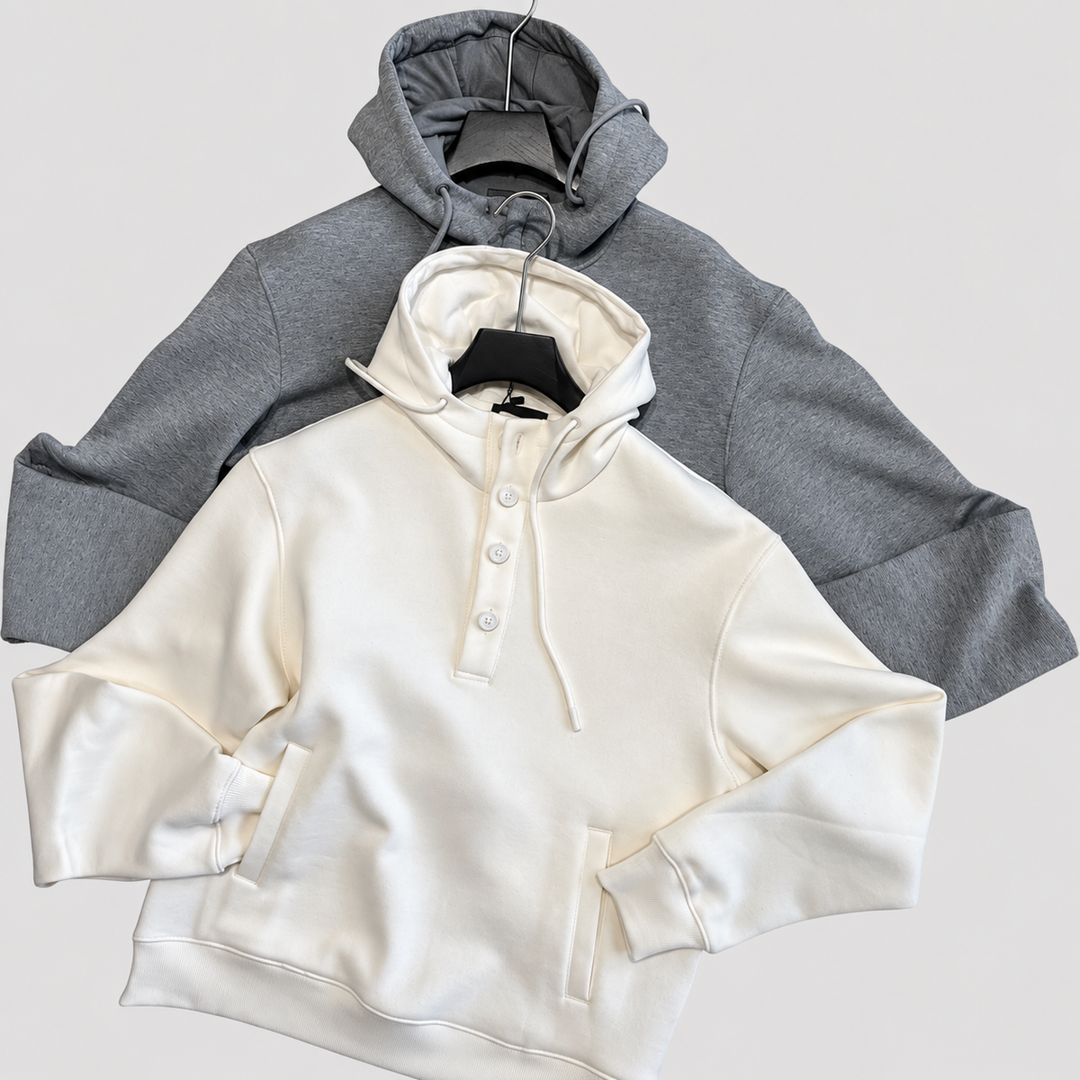 Ensemble Jogging à Capuche et Col Henley Boutonné pour Homme