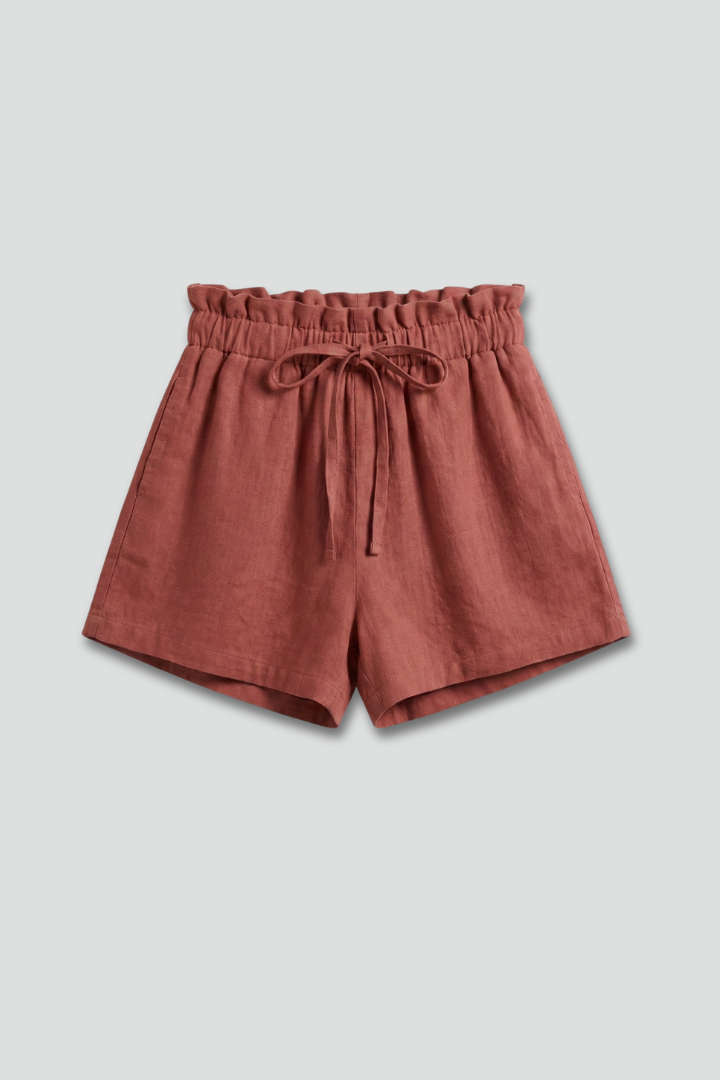 Short Femme Taille Haute à Volants et Cordon