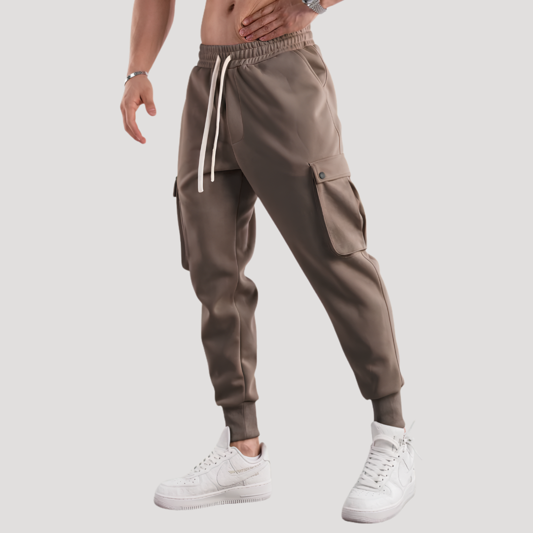 Pantalon Cargo à Poches à Rabat et Bas Côtelés pour Homme