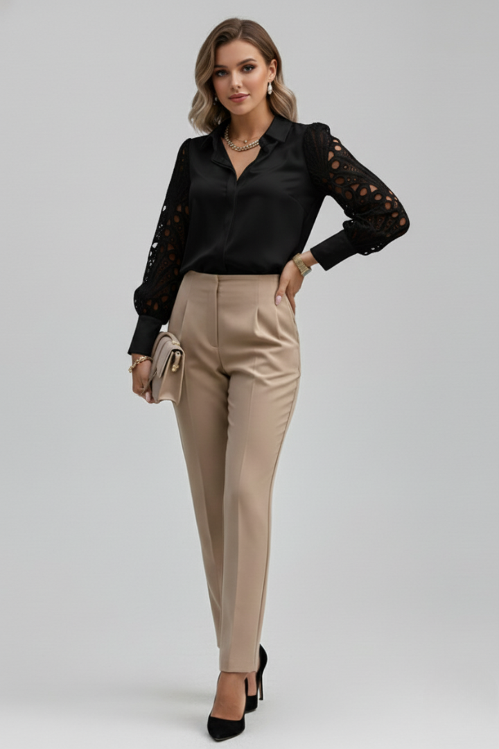 Chemisier Femme Dentelle Manches Longues