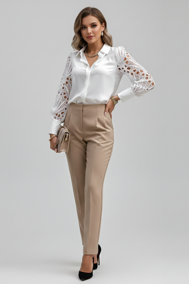 Chemisier Femme Dentelle Manches Longues