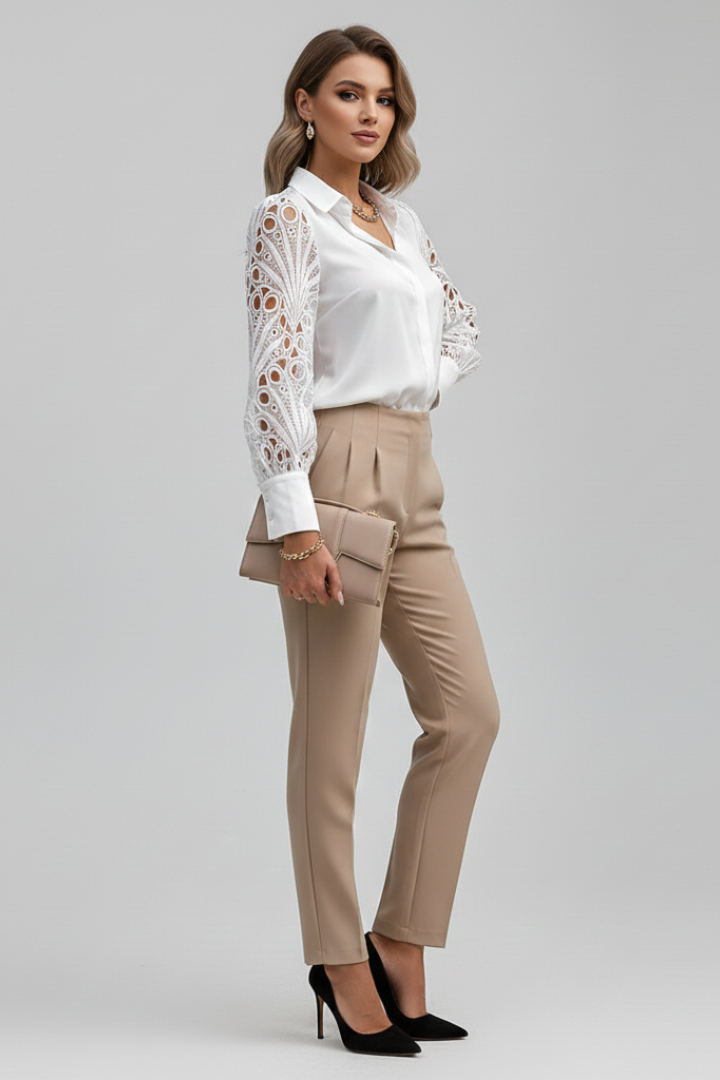 Chemisier Femme Dentelle Manches Longues