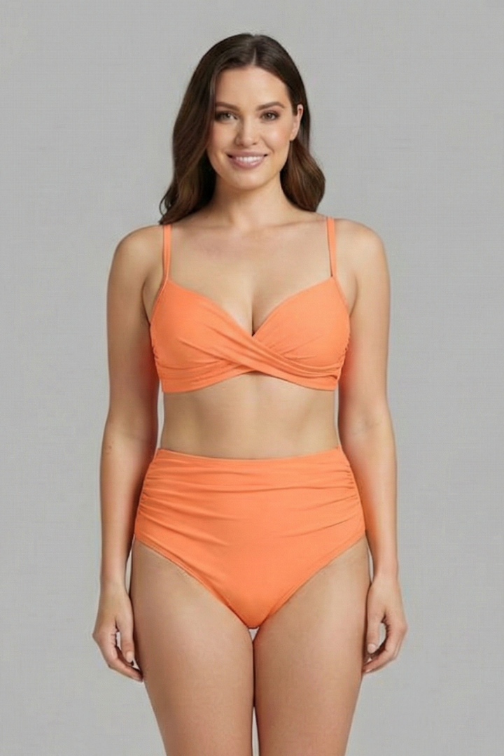 Maillot de Bain Taille Haute Femme Drapé Croisé