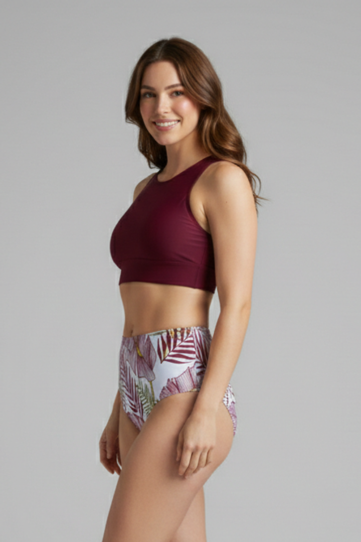 Bikini Femme Taille Haute Imprimé Tropical