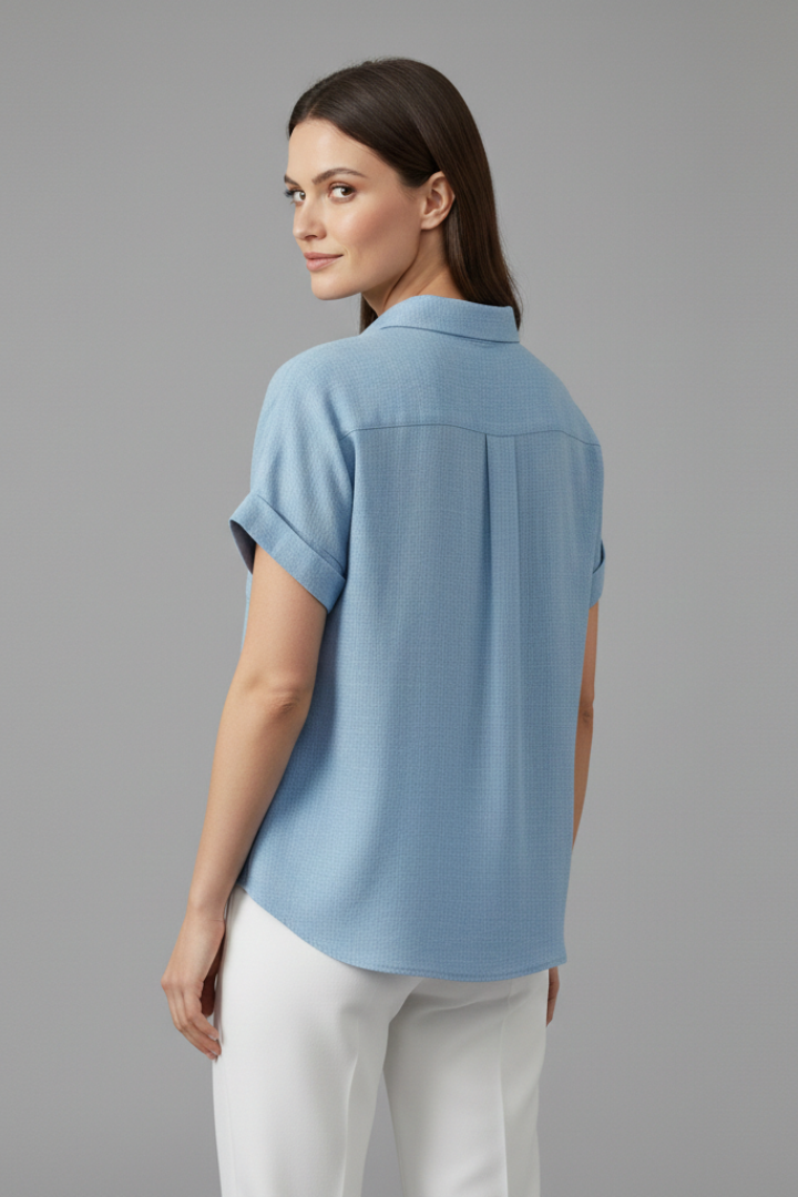Blouse Femme Décontractée Boutonnée Manches Revers