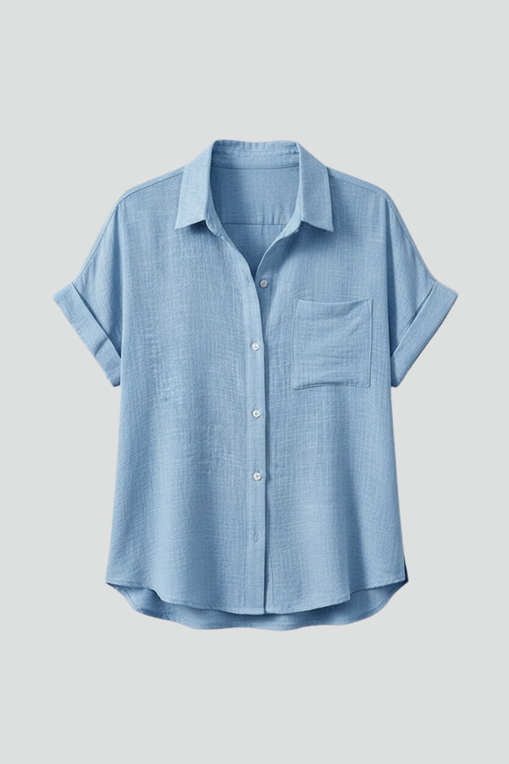 Blouse Femme Décontractée Boutonnée Manches Revers