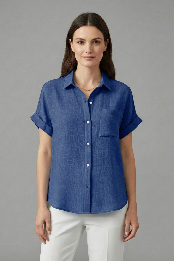 Blouse Femme Décontractée Boutonnée Manches Revers