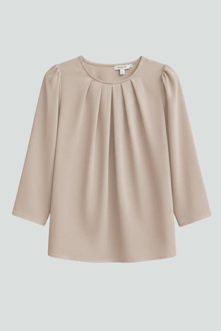 Chemisier Femme Chic Col Rond Plissé