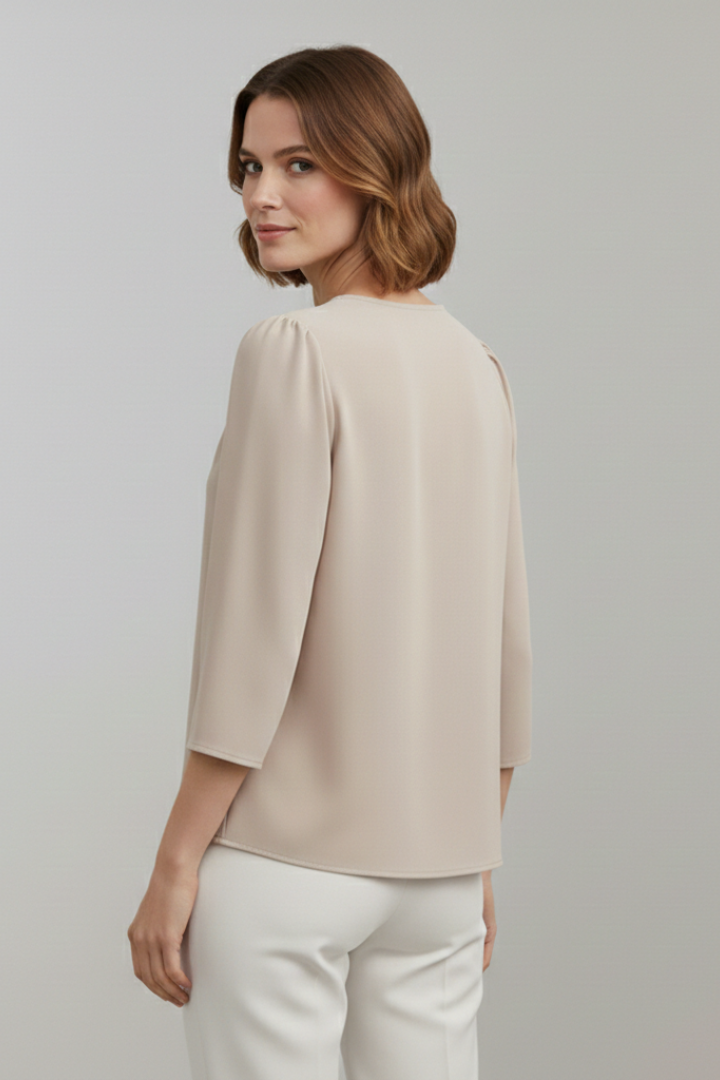 Chemisier Femme Chic Col Rond Plissé