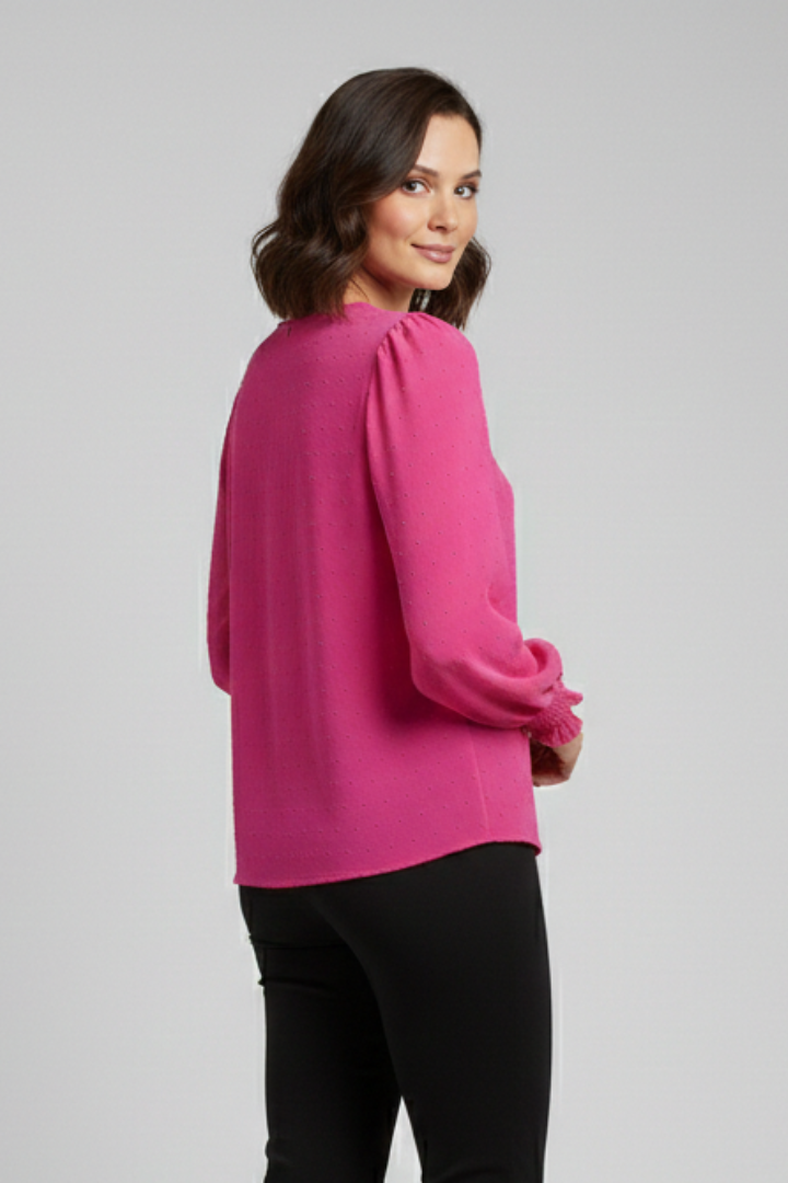 Blouse Femme Manches Longues Détail Dentelle Chic