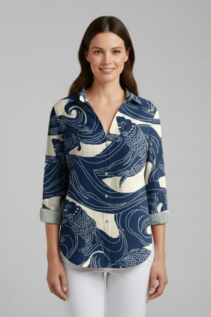 Chemisier Femme Fleuri Manches Retroussables