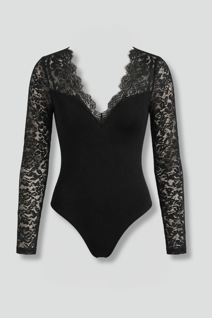 Haut Femme Élégant en Dentelle Noir
