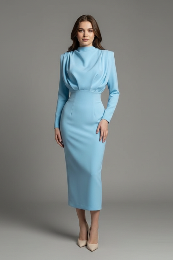 Robe de cérémonie Femme chic à col montant