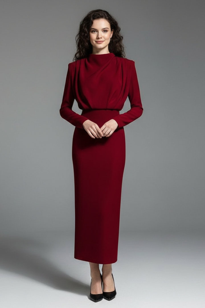 Robe de cérémonie Femme chic à col montant