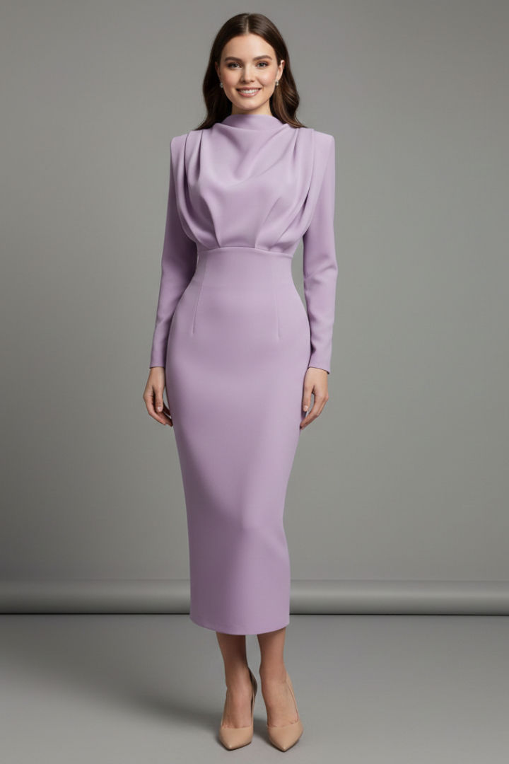 Robe de cérémonie Femme chic à col montant