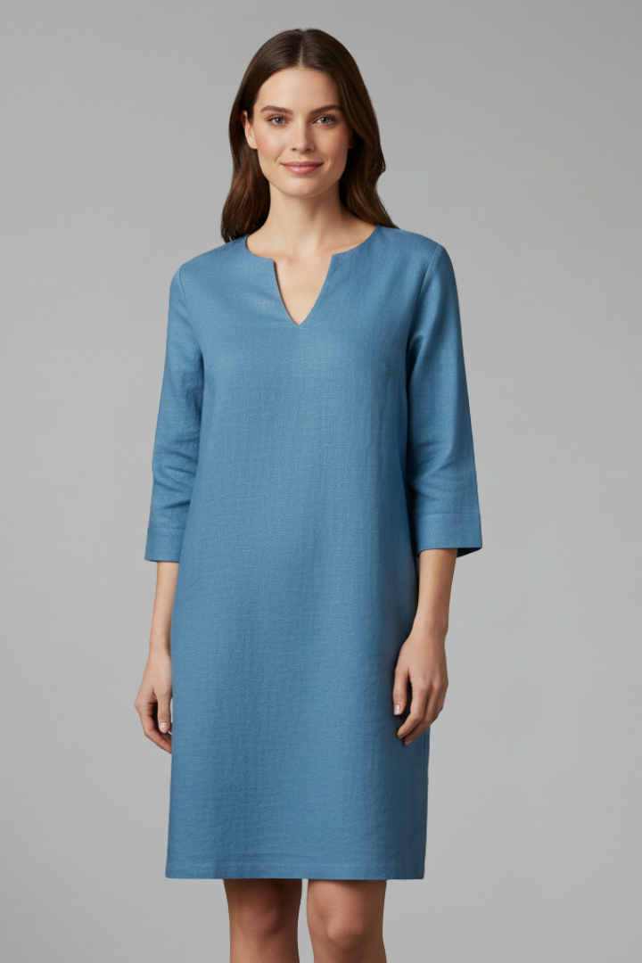 Robe Trapèze Femme Ample Col V Décontractée