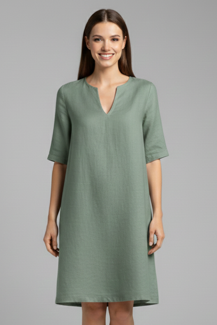Robe Trapèze Femme Ample Col V Décontractée