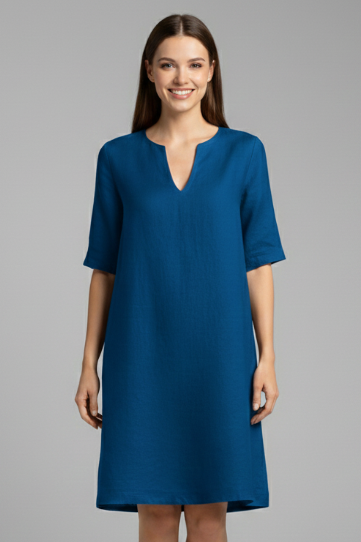 Robe Trapèze Femme Ample Col V Décontractée