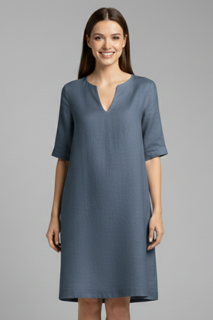 Robe Trapèze Femme Ample Col V Décontractée
