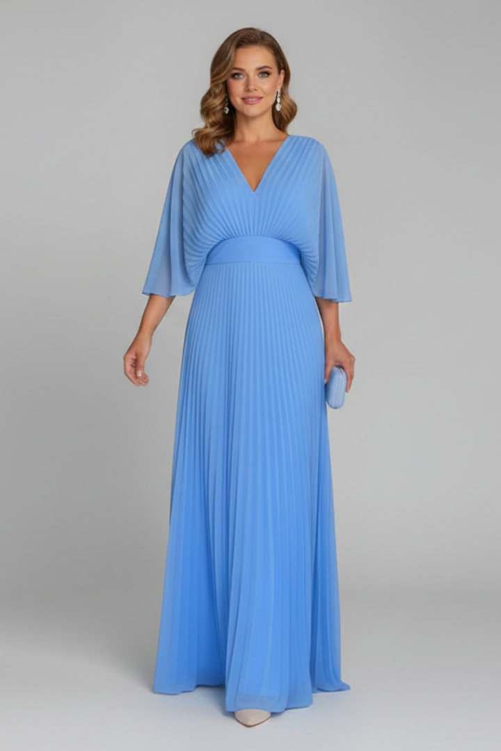 Robe de soirée Femme plissée à manches fluides