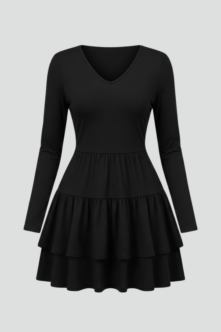Robe Patineuse Femme Manches Longues à Volants