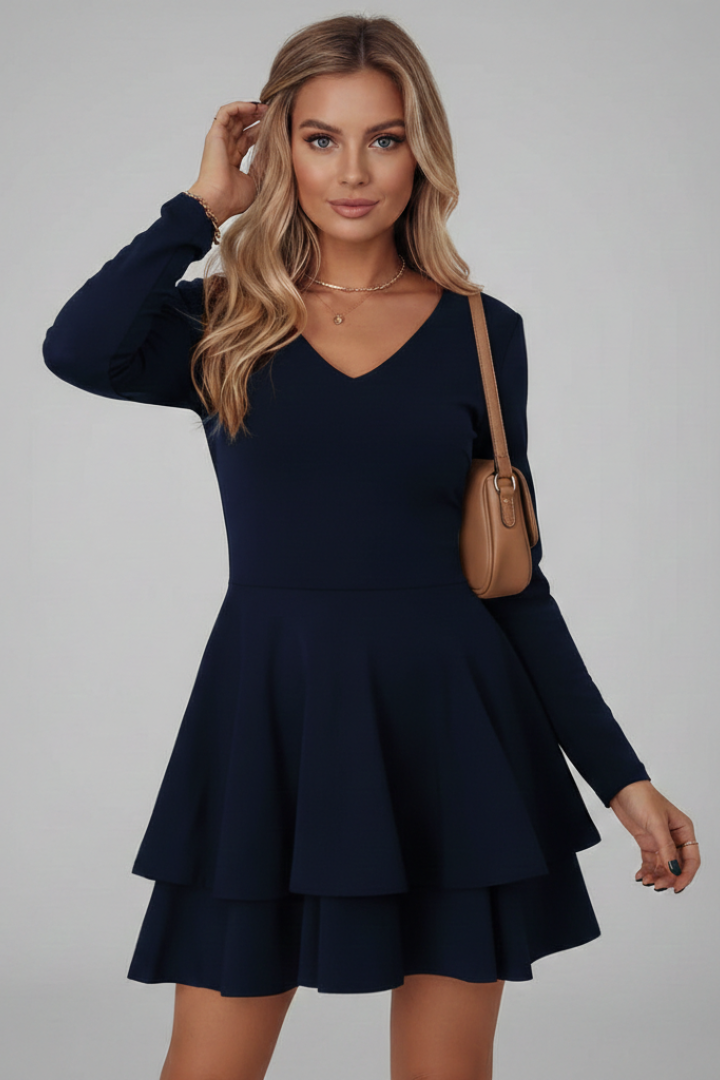 Robe Patineuse Femme Manches Longues à Volants