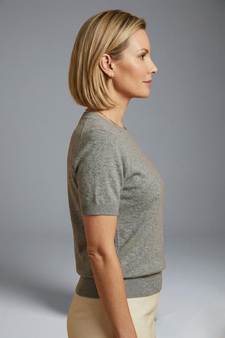 Top Femme Basique Col Rond en Maille