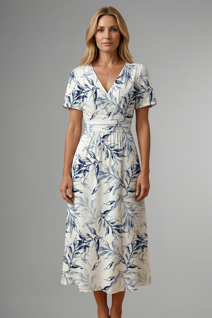 Robe Fleurie Col V Élégante