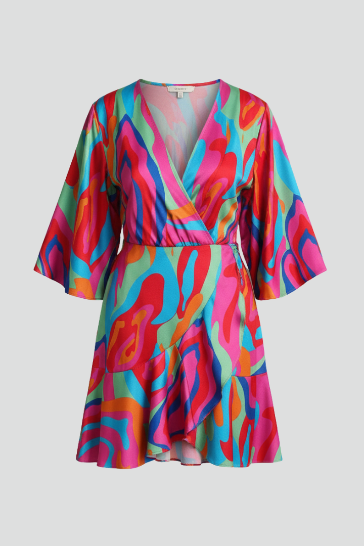 Robe Portefeuille Femme Fluide Imprimée Bohème