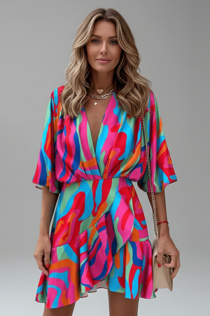 Robe Portefeuille Femme Fluide Imprimée Bohème