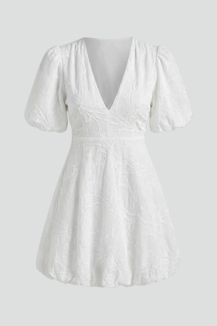 Robe Patineuse Femme Élégante Col V Évasée