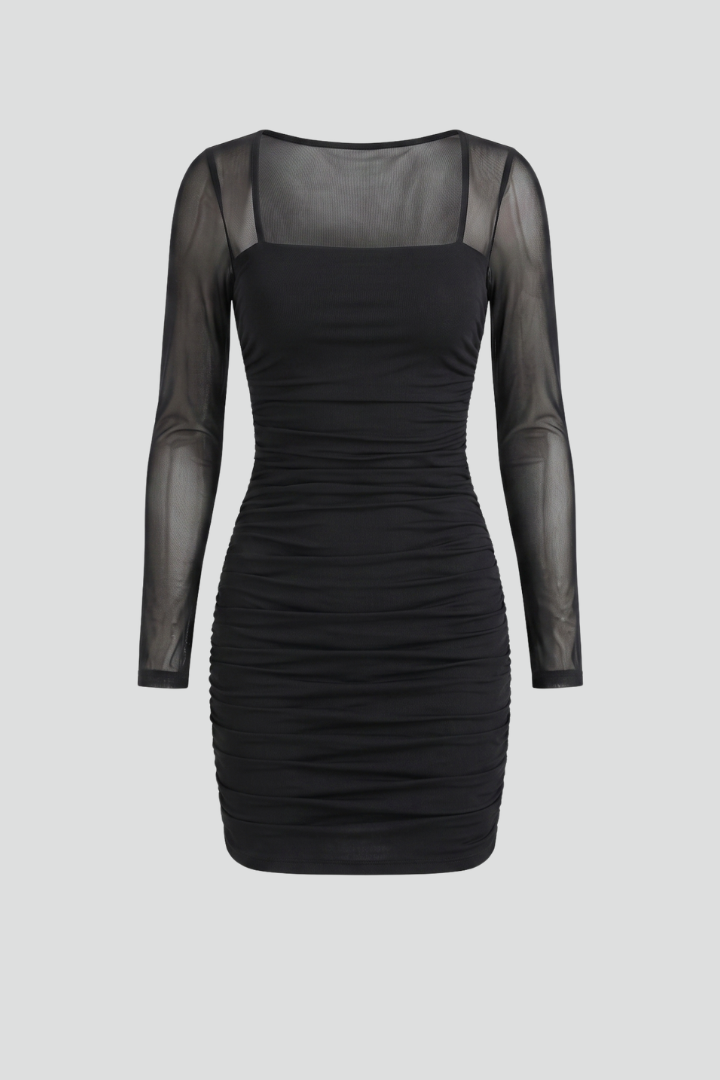 Robe Fourreau Femme Moulante Manches Transparentes