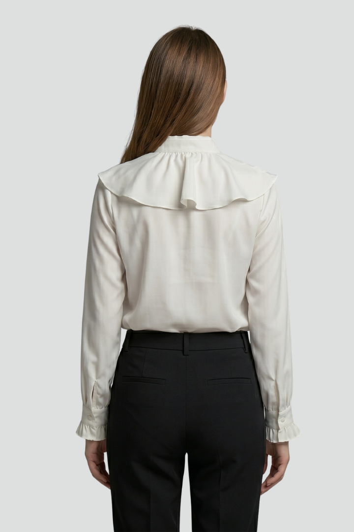 Blouse Femme Chic à Volants Manches Longues