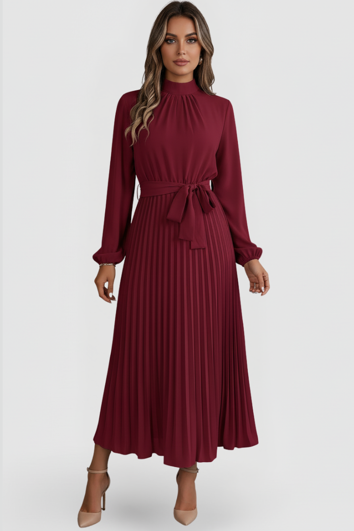 Robe de cérémonie Femme plissée à manches longues