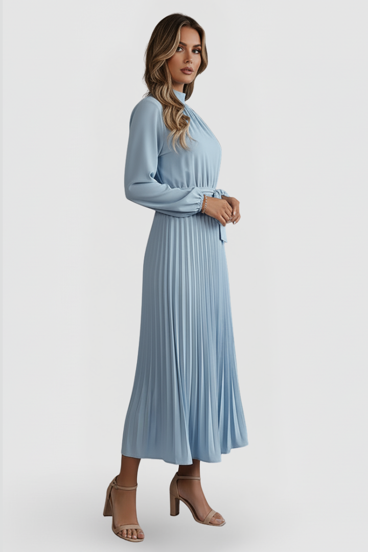 Robe de cérémonie Femme plissée à manches longues