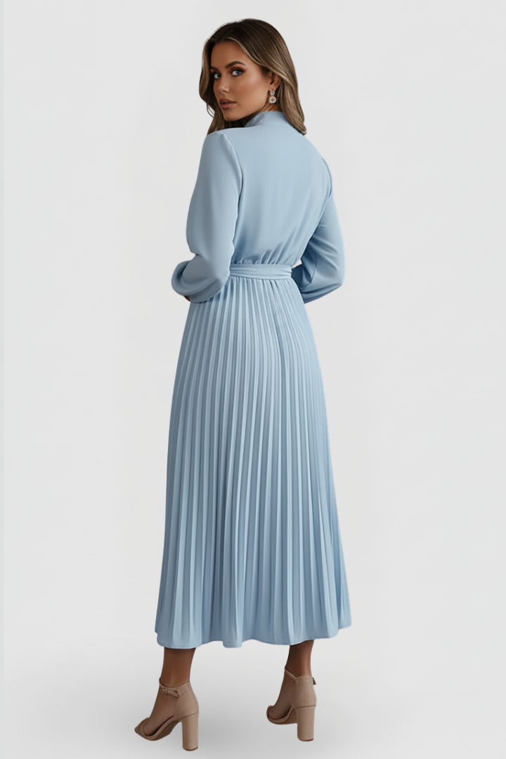 Robe de cérémonie Femme plissée à manches longues